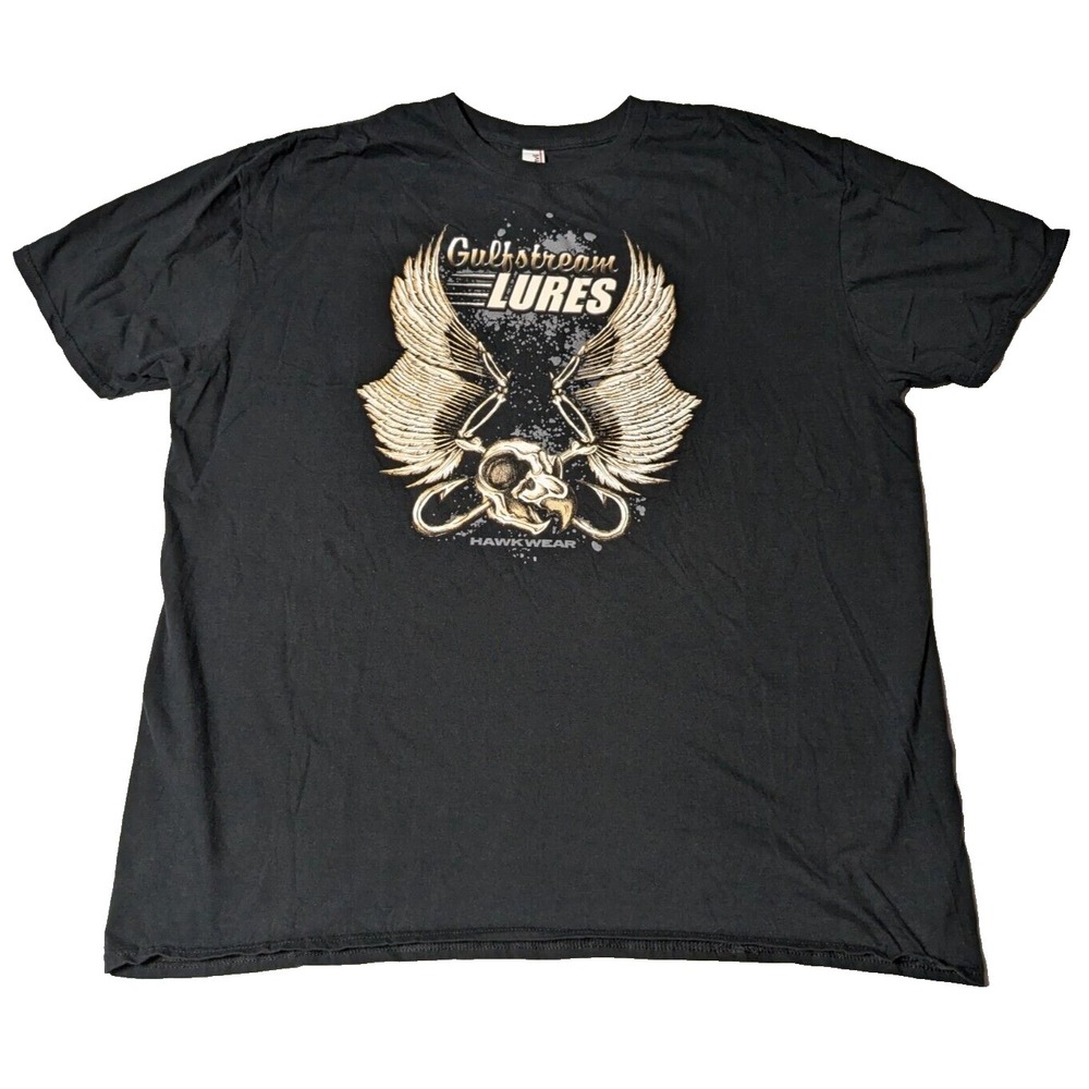 GULFSTREAM LURES HAWKWEAR Men 2XL Black Ring Spun Cotton Graphic Print T-Shirt
